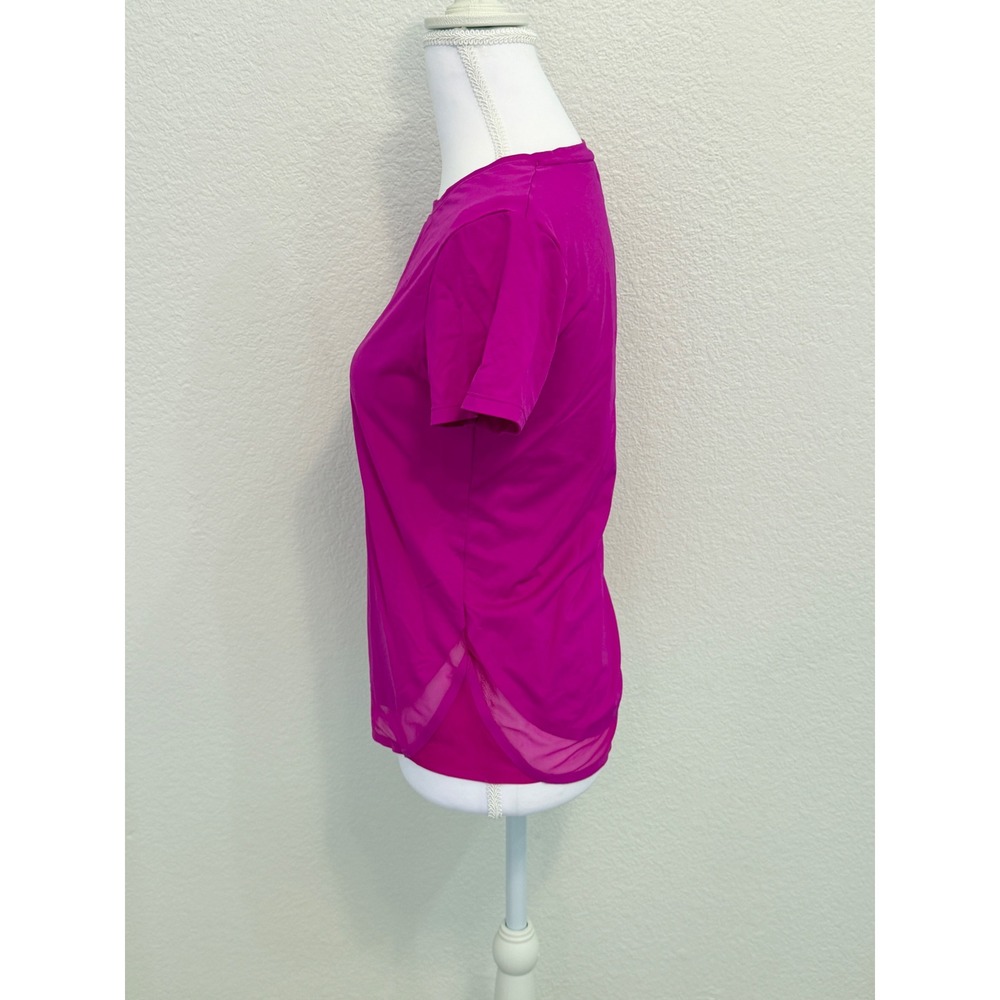Athleta Womens Mesh Trim Short Sleeve Workout Top Magenta Pink XS 404756-03‎ - Picture 2 of 8